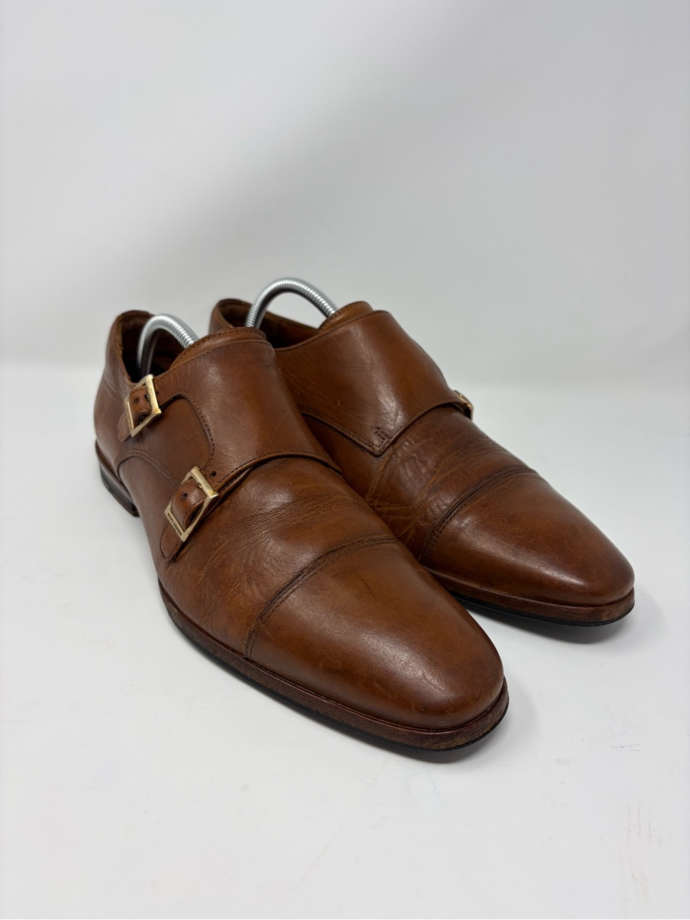 Wolf & Shepherd Mens Gambit Shoes 9945 Brown Monk Strap Buckle Leather Size 9.5